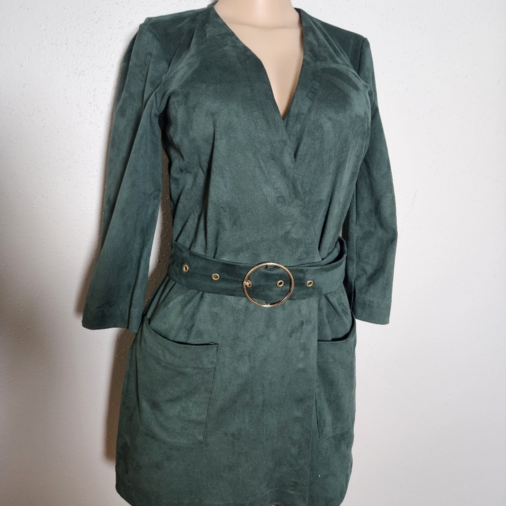 Zara Green Blazer Corduroy Suit Jacket